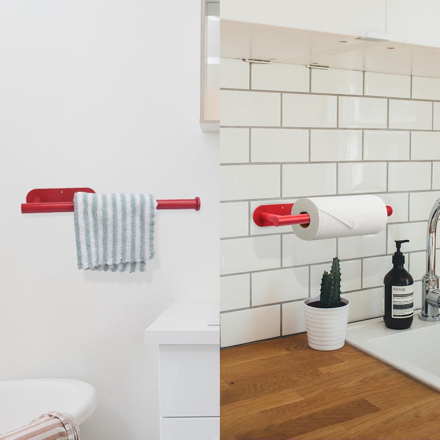 Red Cabinet Mount Paper Towel Holder - Stainless Steel