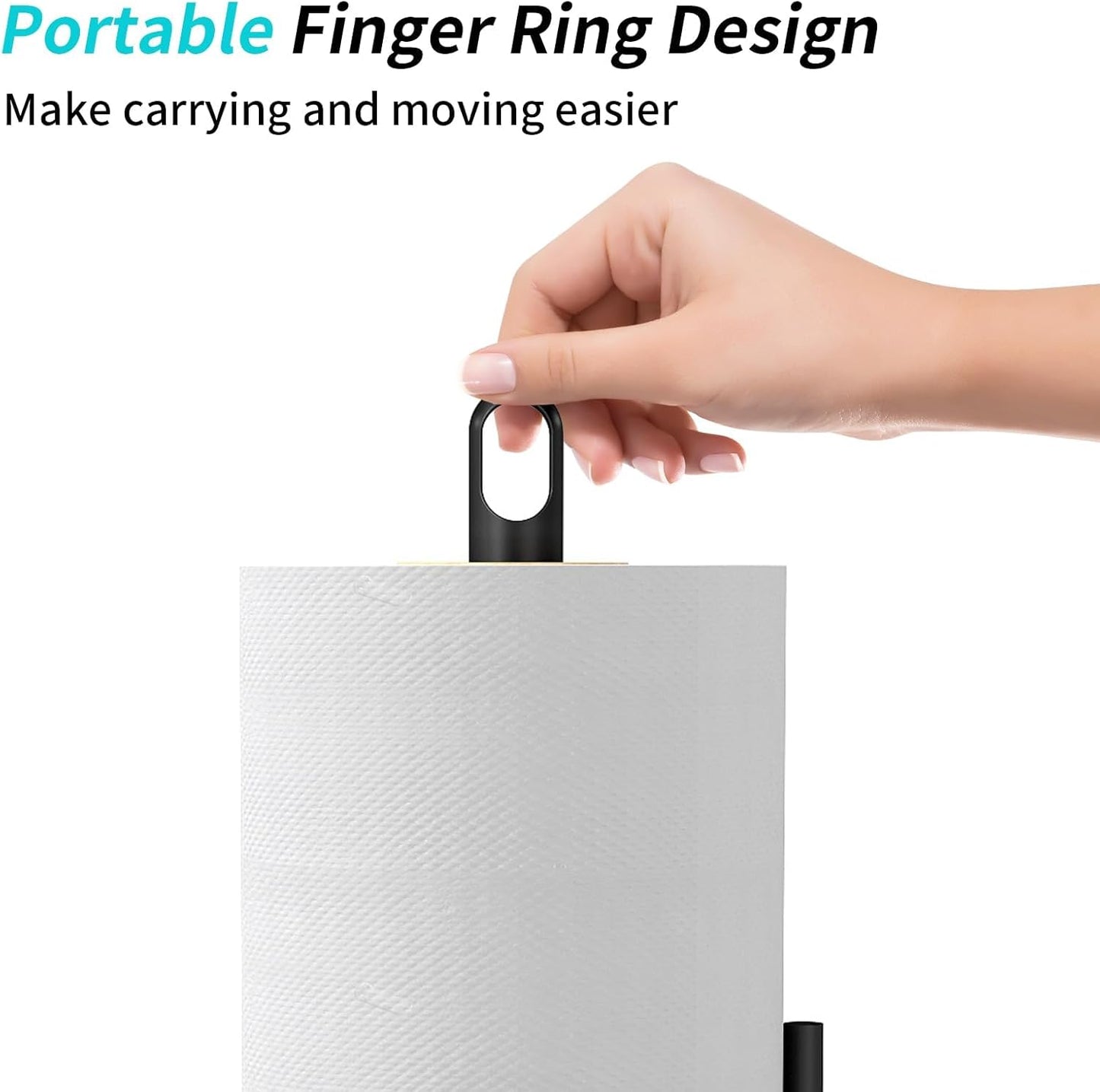 Paper Towel Holder Countertop, Black Paper Towel Holder with Anti Slip Weighted Base