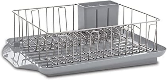 Classic 3-Piece Dish Drying Rack Set for Kitchen Counter, Gray - Rust-Resistant Wires