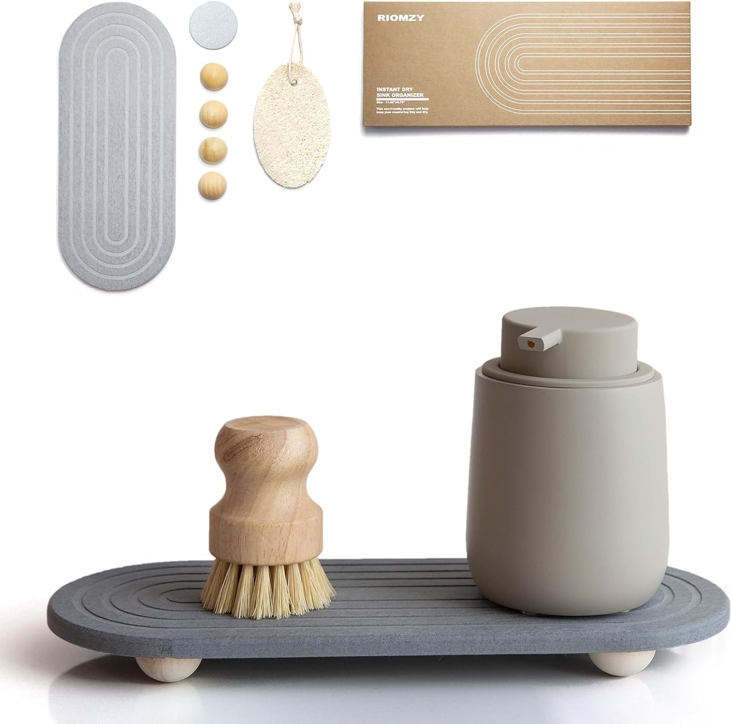 Instant Dry Sink Caddy Organizer – Water Absorbing Stone Tray for Kitchen Bathroom Countertop