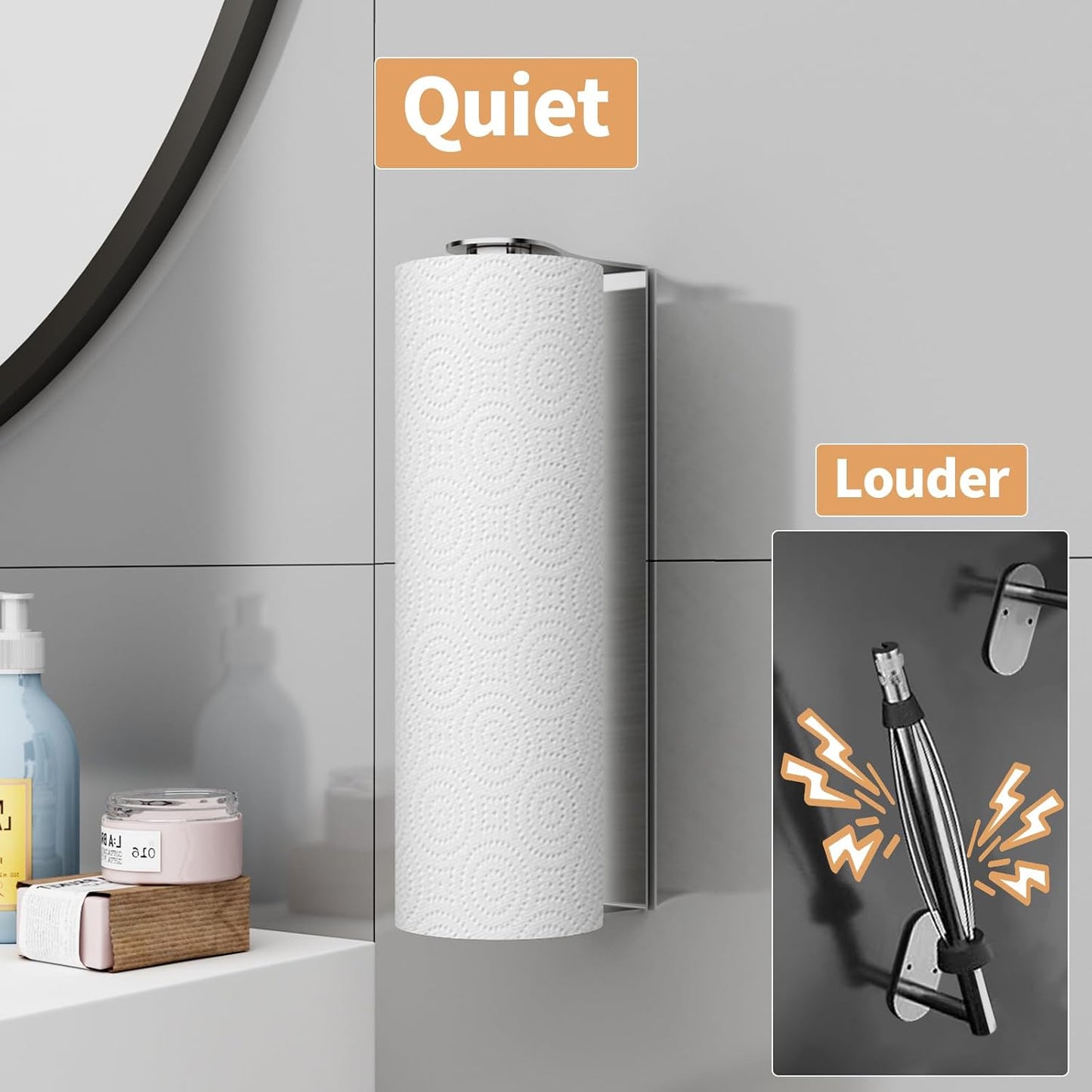 Paper Towel Holder Under Cabinet, Wall Mount Paper Towel Holder for Kitchen Bathroom