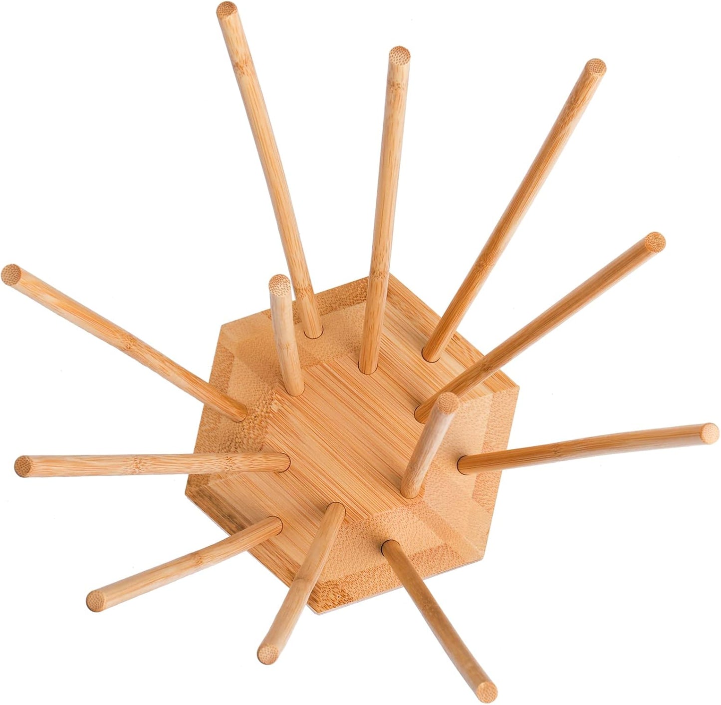 Set of 2 Plastic Bag and Bottle Drying Racks, Bamboo Dryer Rack Stand with 12 Sticks