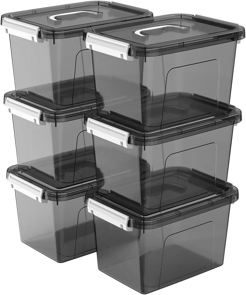6 Quart Stackable Plastic Storage Bins with Lids