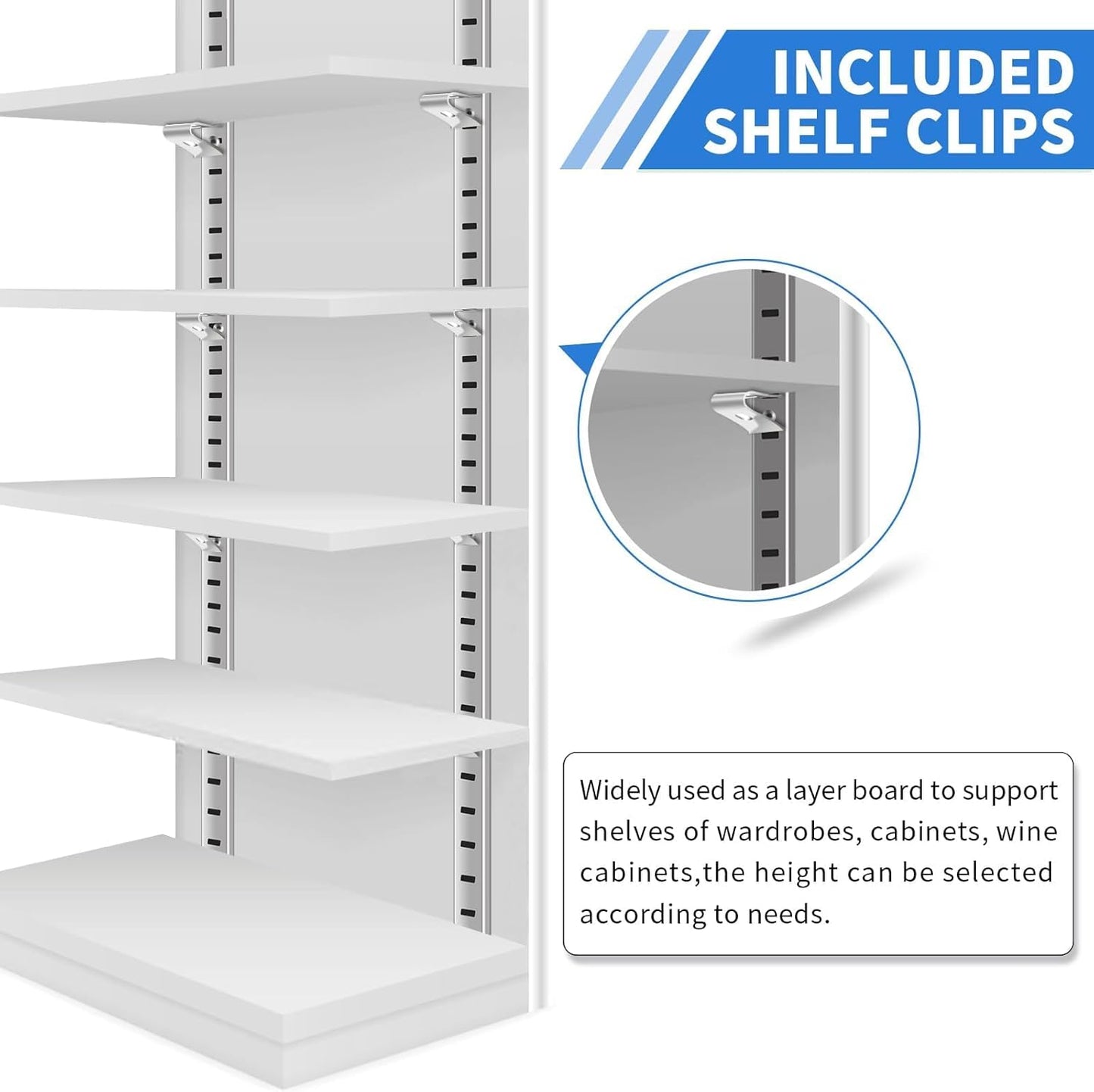8 Pcs 40 Inch Shelf Pilaster Tracks and 24 Pcs Shelf Clips Adjustable Metal Rail Mortise Mount Pilaster Strip Standard for Bookcases Cabinet Closet Shelving System