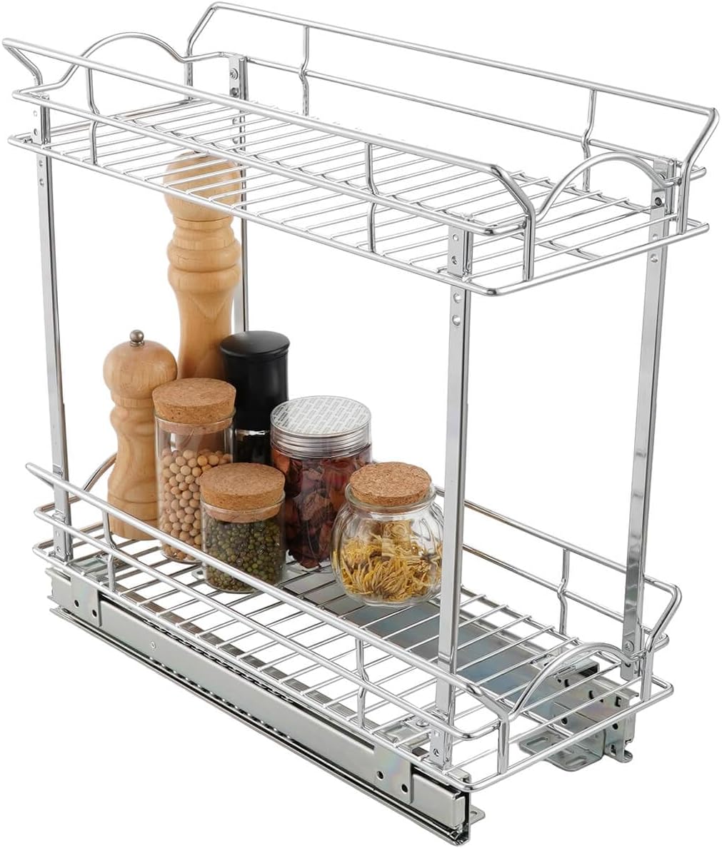 Slide Out Cabinet Organizer for Narrow Cabinet (5" W X 21" D)