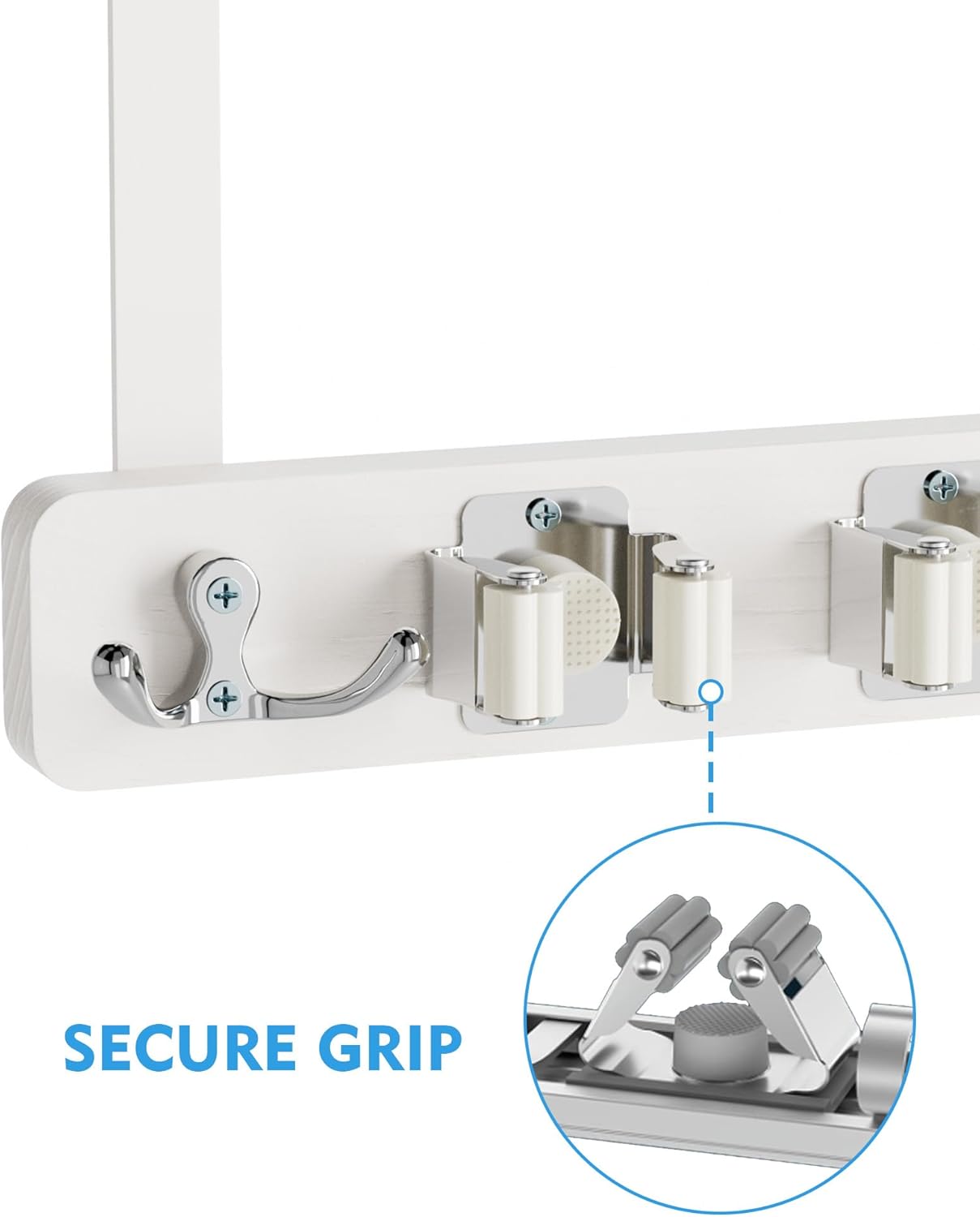 Over the Door Broom Holder, Mop and Broom Holder Door Mount