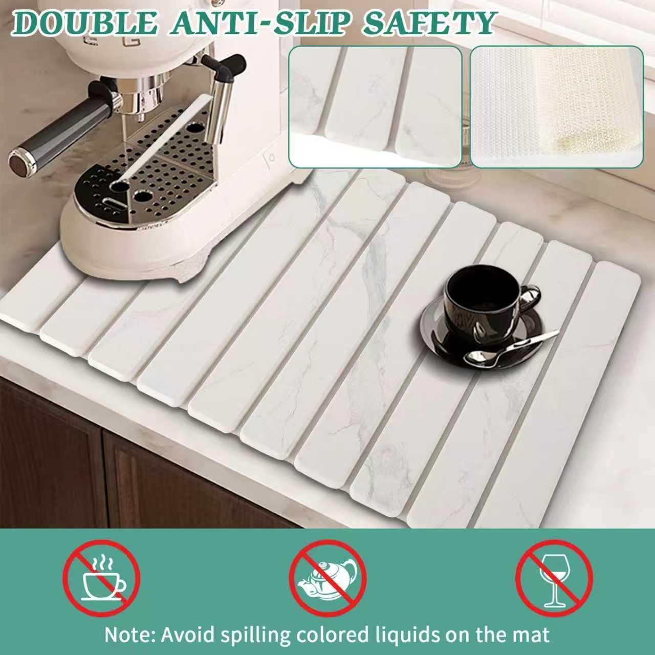 Stone Dish Drying Mat for Kitchen Counter, 24''×15'' Dishes Drying Matt Kitchen Counter