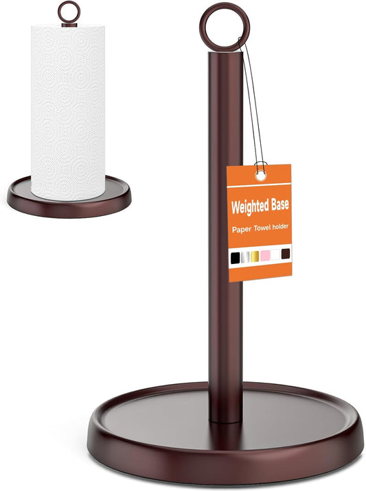 Oil Rubbed Bronze Paper Towel Holder Countertop, Oil Rubbed Bronze Kitchen Accessories Decor, Stainless Steel, Weighted Base, Paper Towel Stand for Bathroom Farmhouse Essentials