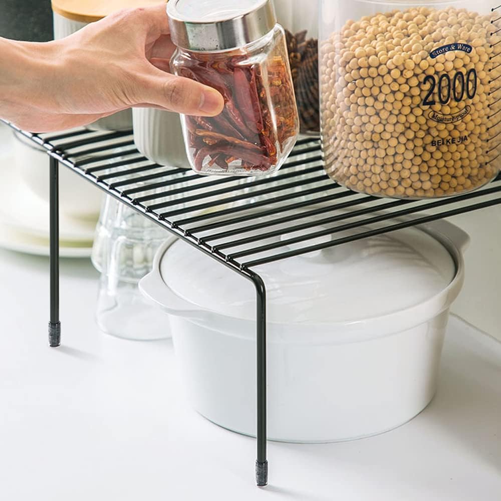 Expandable Shelf Organizer for Kitchen Countertop, Metal Cabinet Pantry Shelf