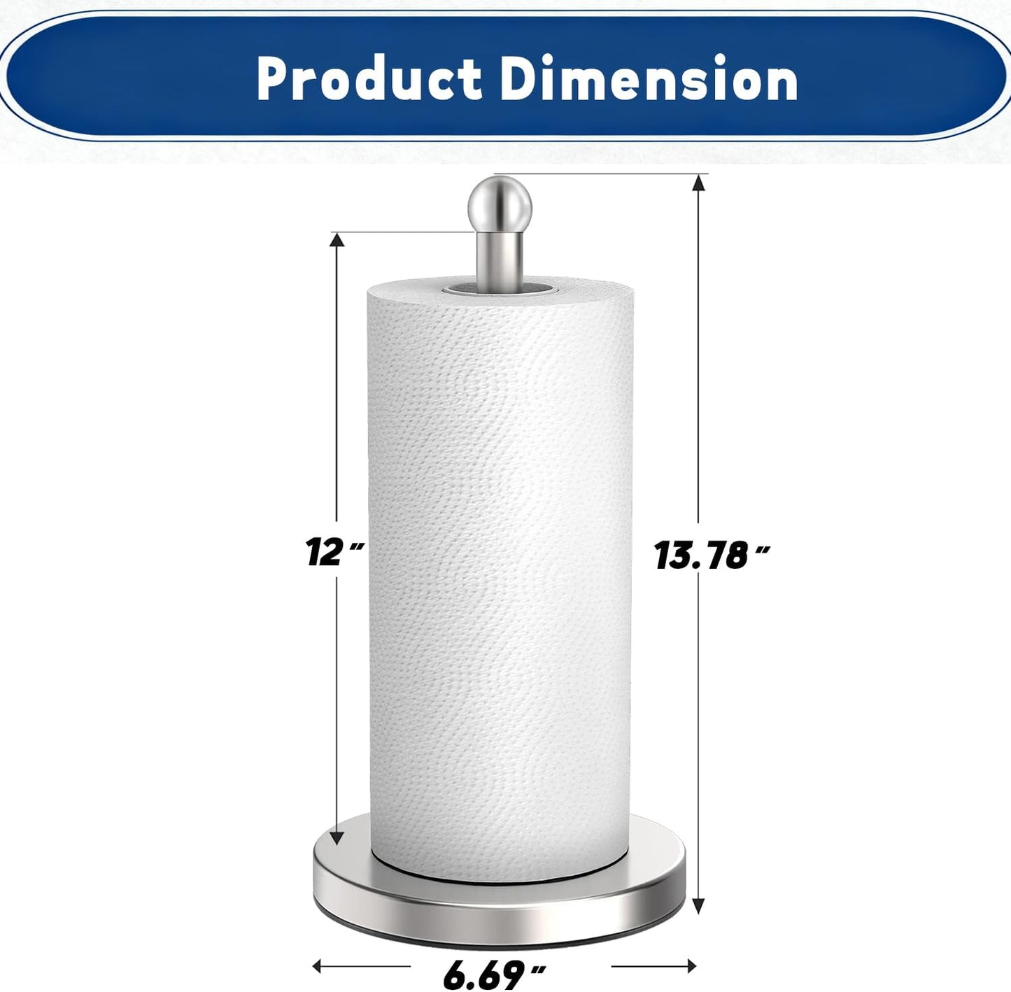 Paper Towel Holder Freestanding, Weighted Base with Suction Cups