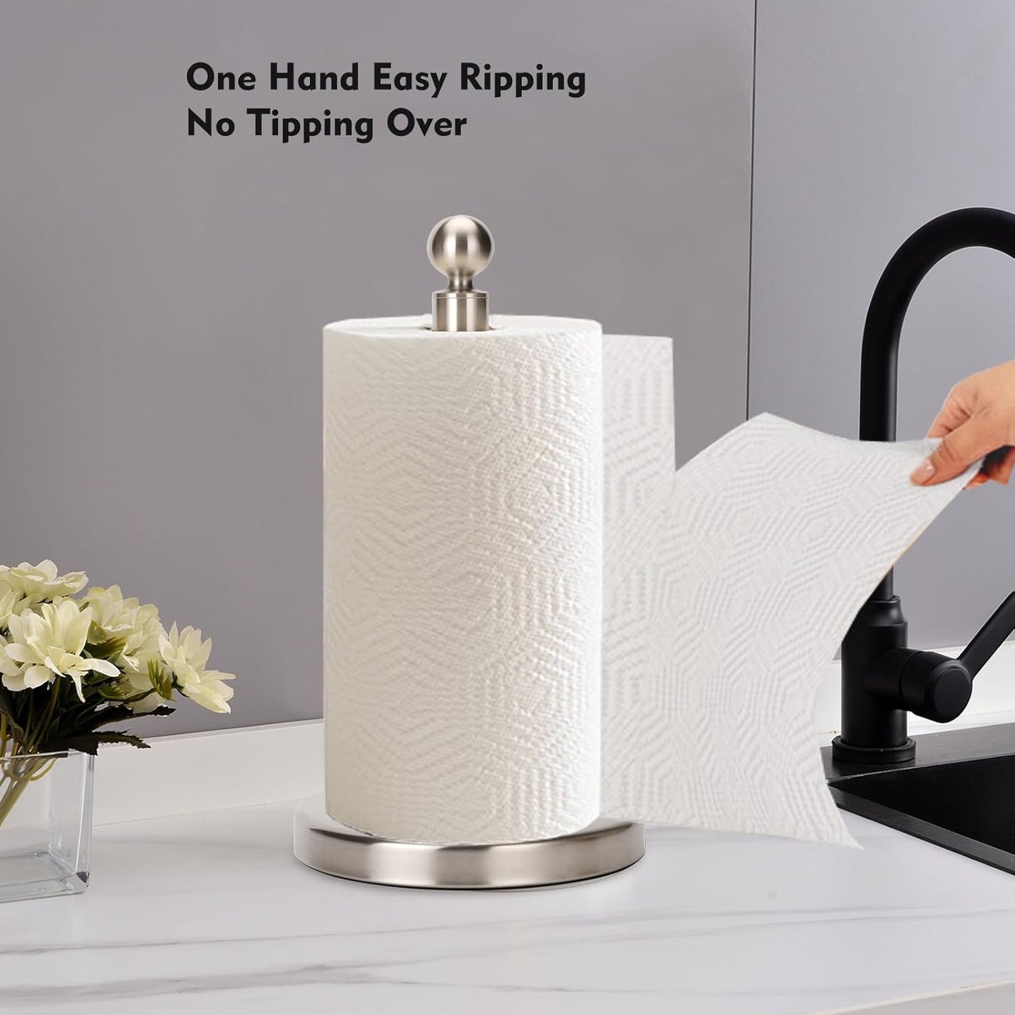 Paper Towel Holder Countertop, Standing Paper Towel Roll Holder for Kitchen Bathroom