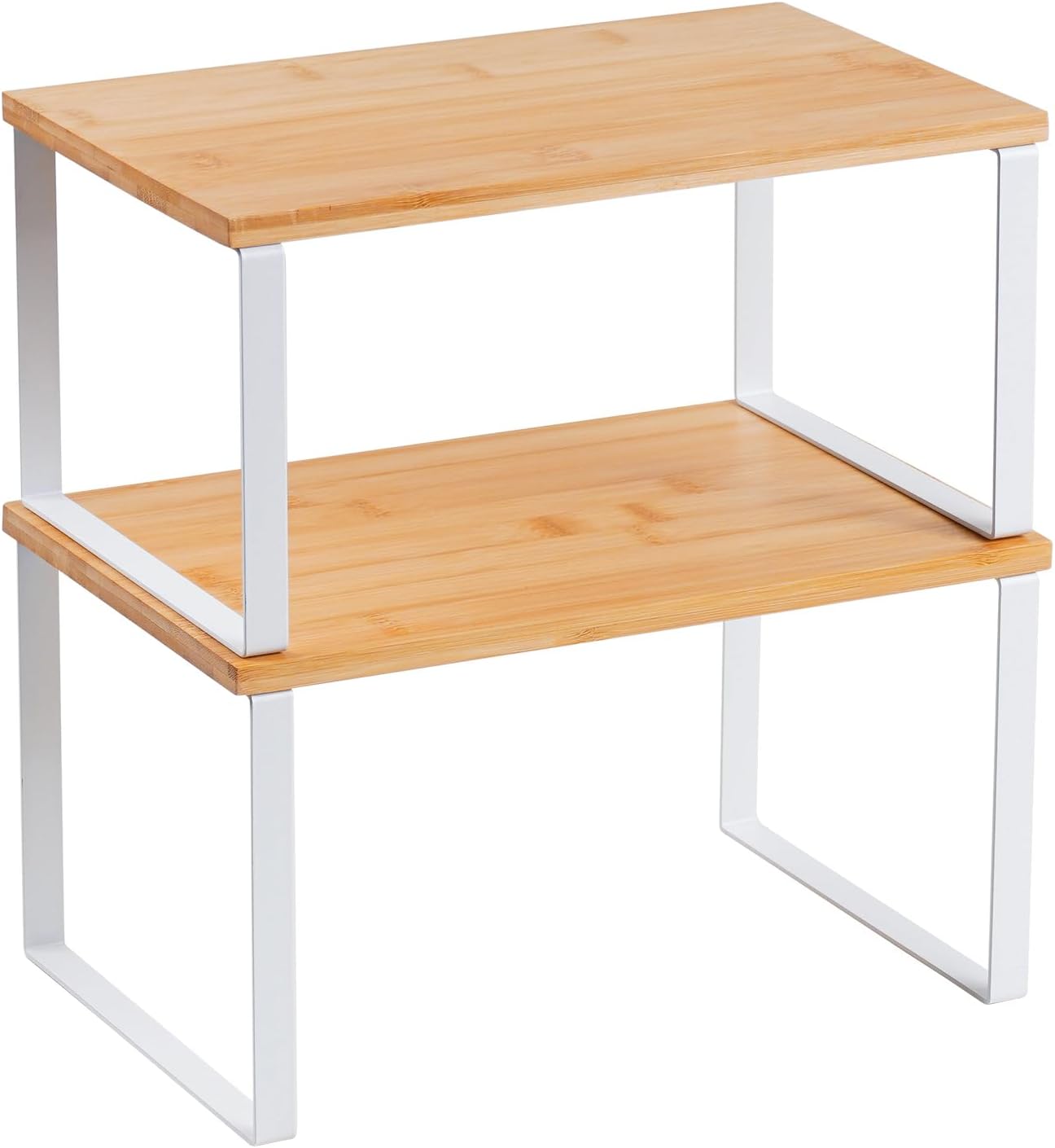 Kitchen Cabinet Organizer Shelf, Set of 2 Stackable Counter Shelves
