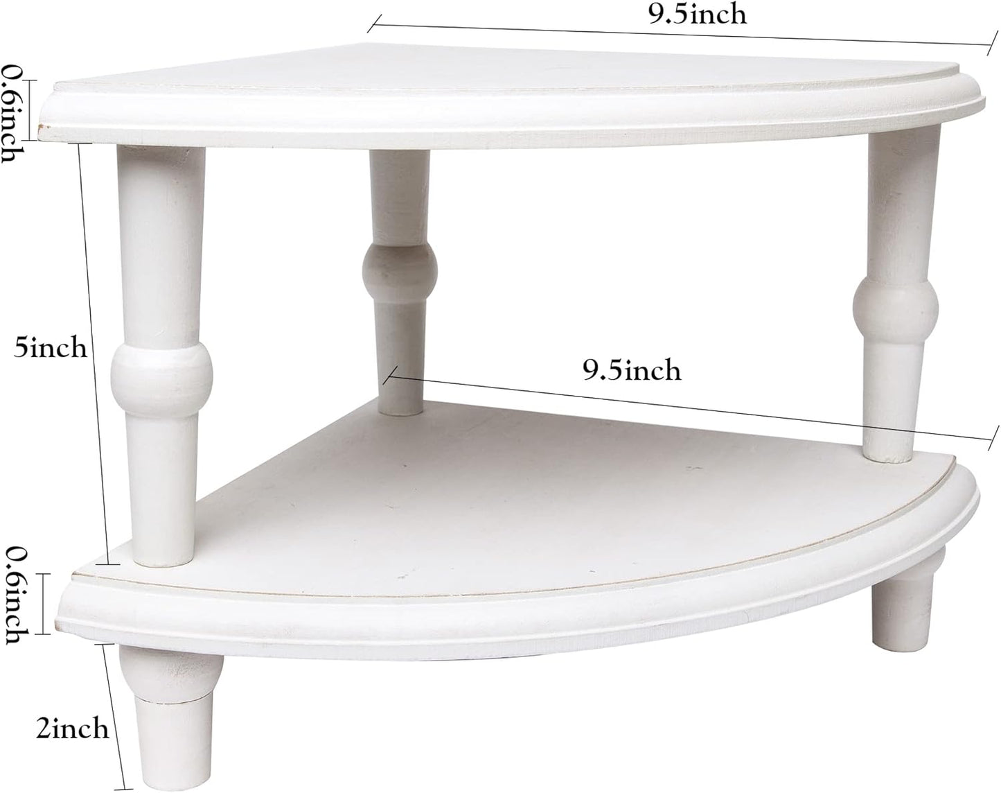 Wood Corner Counter Shelf,Rustic Pedestal Stand,White Sector Farmhouse Corner Shelves,Stackable Countertop Bathroom Organizer, Tray Riser for Coffee Bar Table and Kitchen Counter Decor (2 Pack)