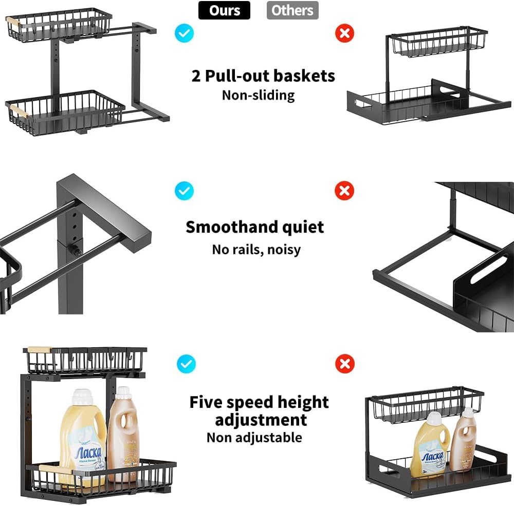 Under Sink Organizer, 2 Tier Under Sink Organizers and Storage