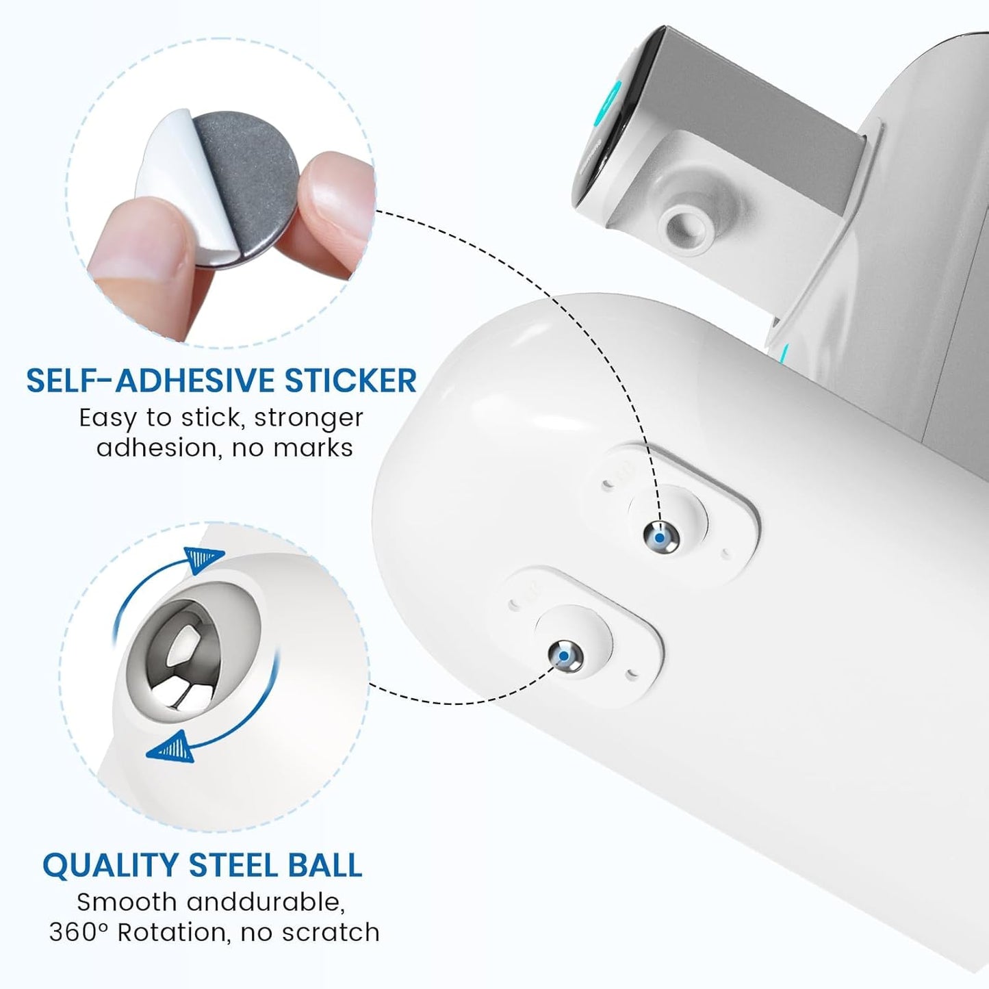 TRVL FIELDER Self Adhesive Caster Wheels, Appliance Rollers Appliance Slider for Kitchen, 360° Swivel Small Casters - Solve Coffee Maker Air Fryer Small Appliances Countertop Sliding (8, White-Swivel)