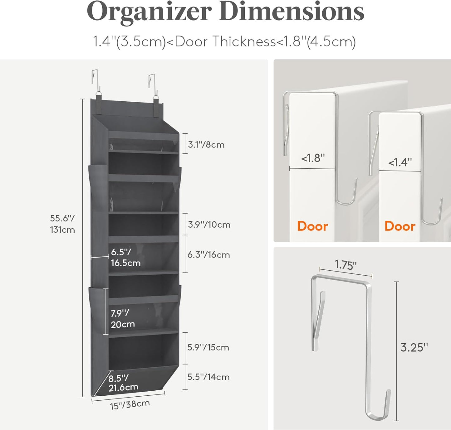 1 Pack Over the Door Organizer, Clear Window Hanging Storage with 4 Side Pockets