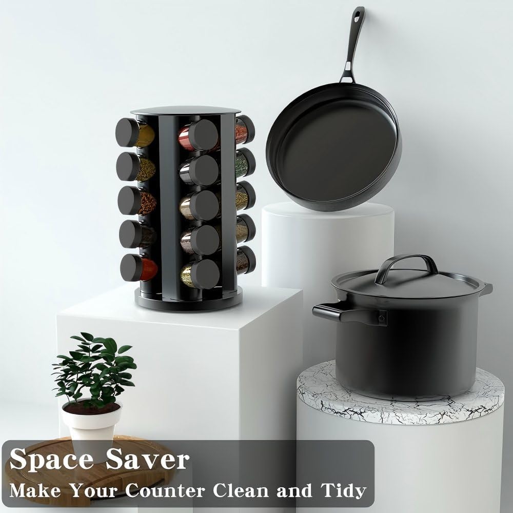 Rotating Spice Rack Organizer for Cabinet, Spice Racks Storage with 20 Jars