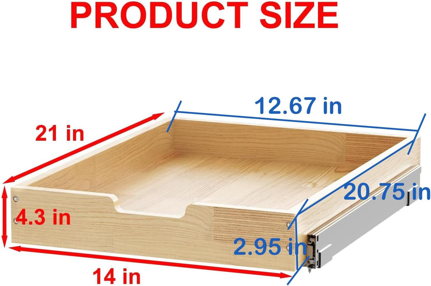 Wood Pull Out Cabinet Organizer 14" W x 21" D