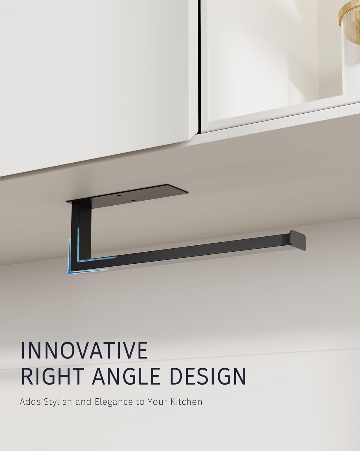 Paper Towel Holder, Black Paper Towel Holder Under Cabinet Wall Mount or Self Adhesive Paper Towel Bar, Hanging Paper Towel Rack for Kitchen and Bathroom, SUS304 Stainless Steel