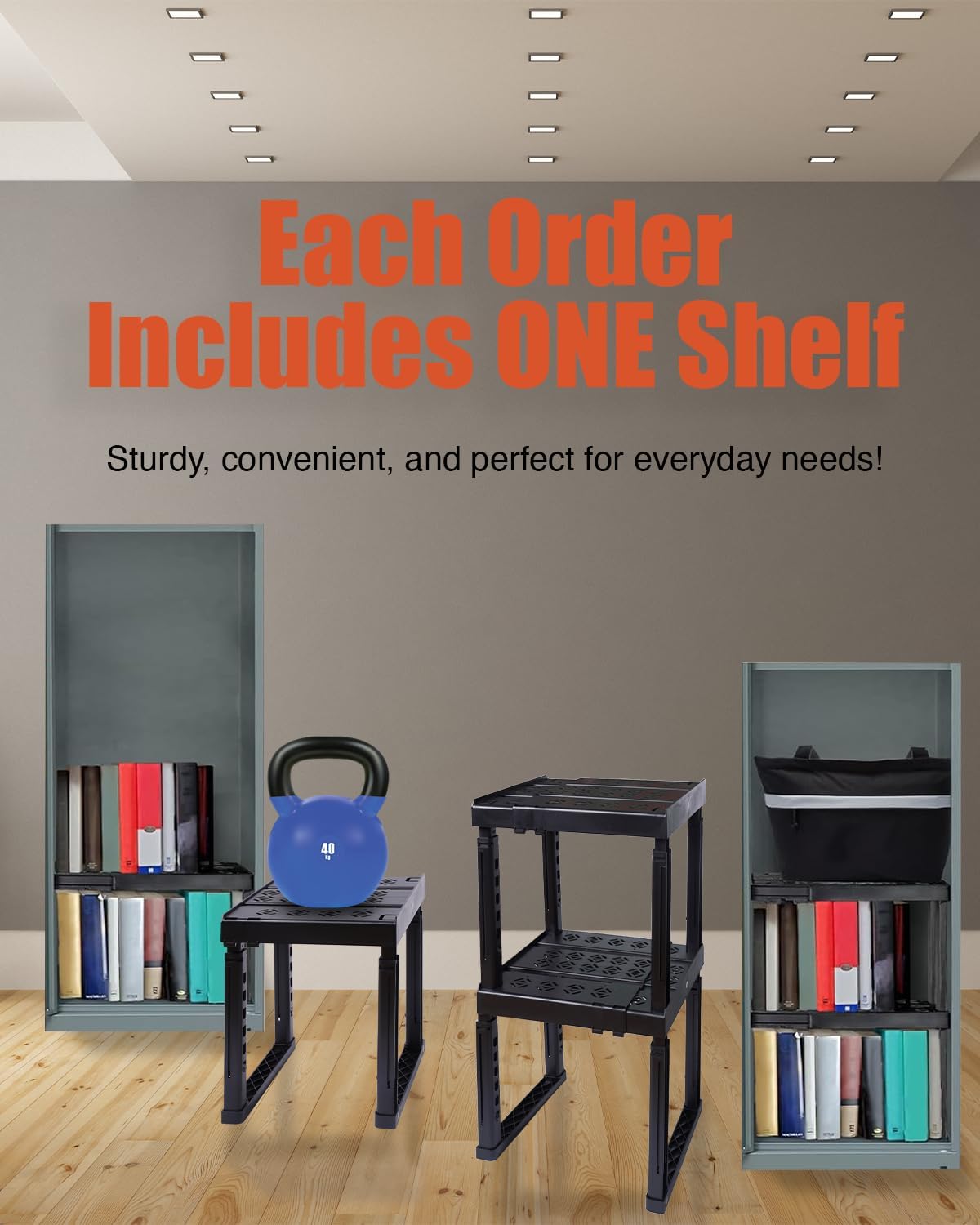 Locker Organizer Shelf， Adjustable Width and Height, Stackable, Ideal Locker Shelf for School