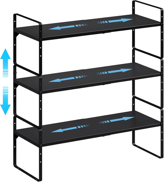 15.5 to 25.5 Inch Kitchen Cabinet Shelf Organizers, Adjustable Kitchen Counter Shelf Organizer