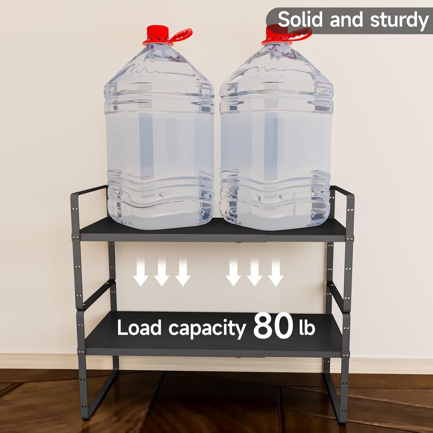 2Pack 16.5-27’’L Expandable Kitchen Shelf Organizer, Stackable Shelves Organizer