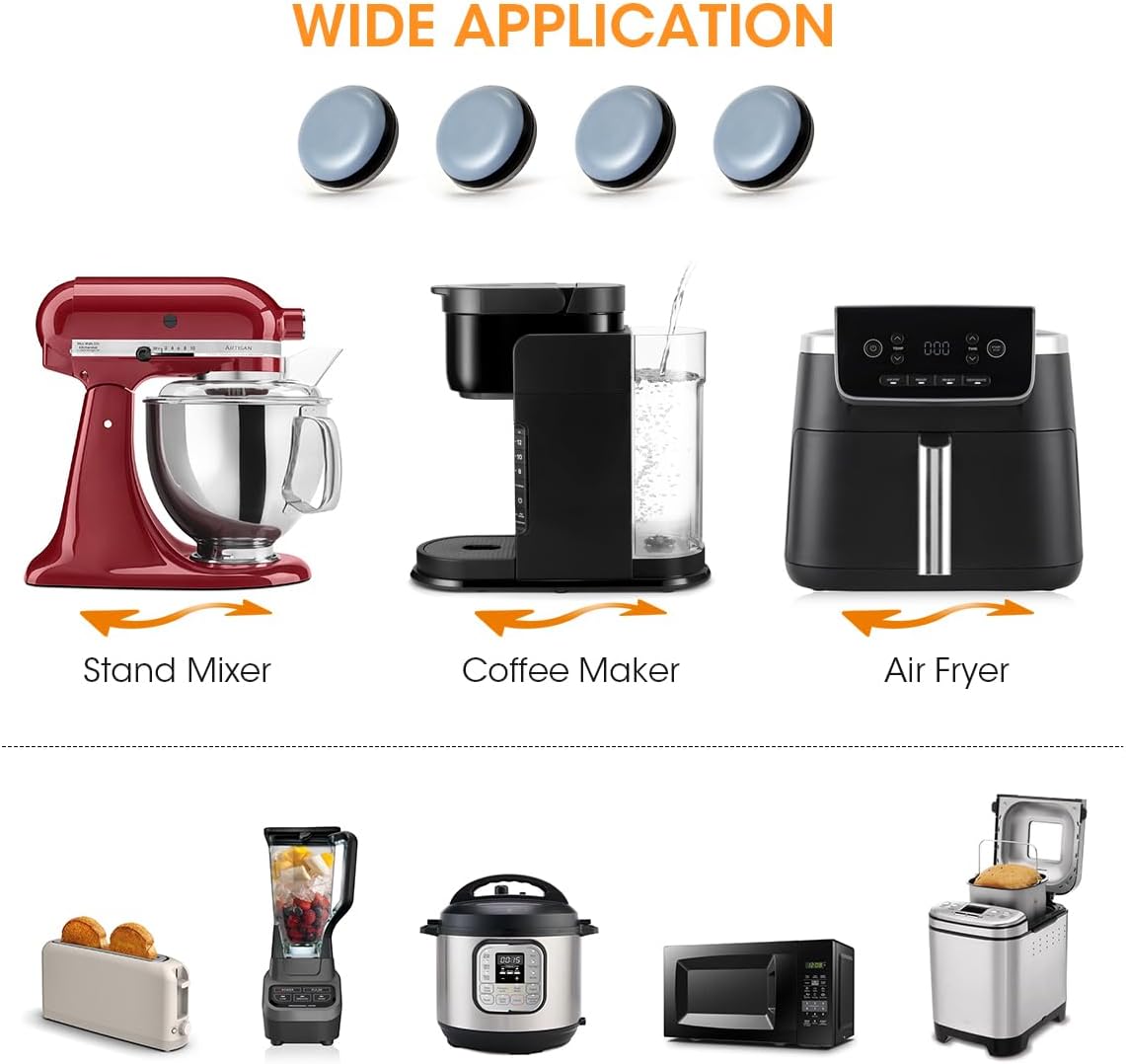 Aieve Appliance Sliders, 8 Pcs Small Appliance Slider for Countertop, Self Adhesive Home Finds Caster Wheels Rollers, Kitchen Must Have Gadgets for Stand Mixers, Coffee Makers, Air Fryers