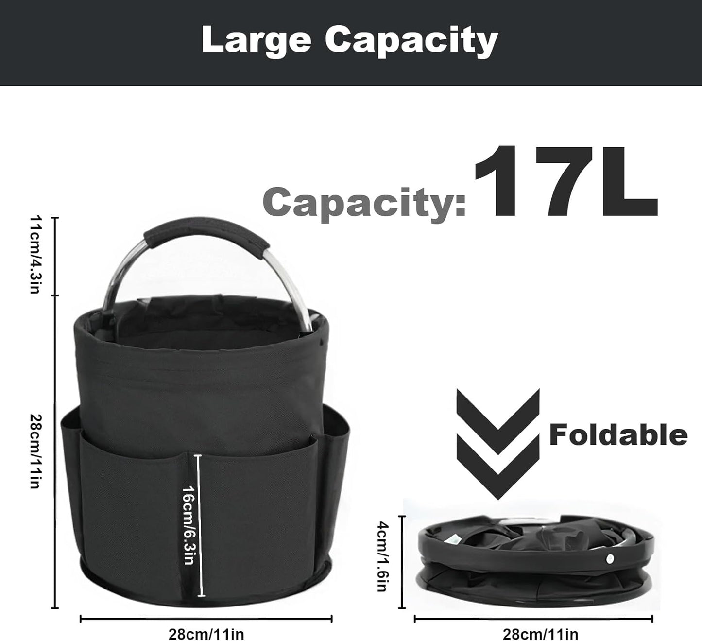 Cleaning Caddy with Handle, Cleaning Products Organiser, 17L Foldable Storage Basket