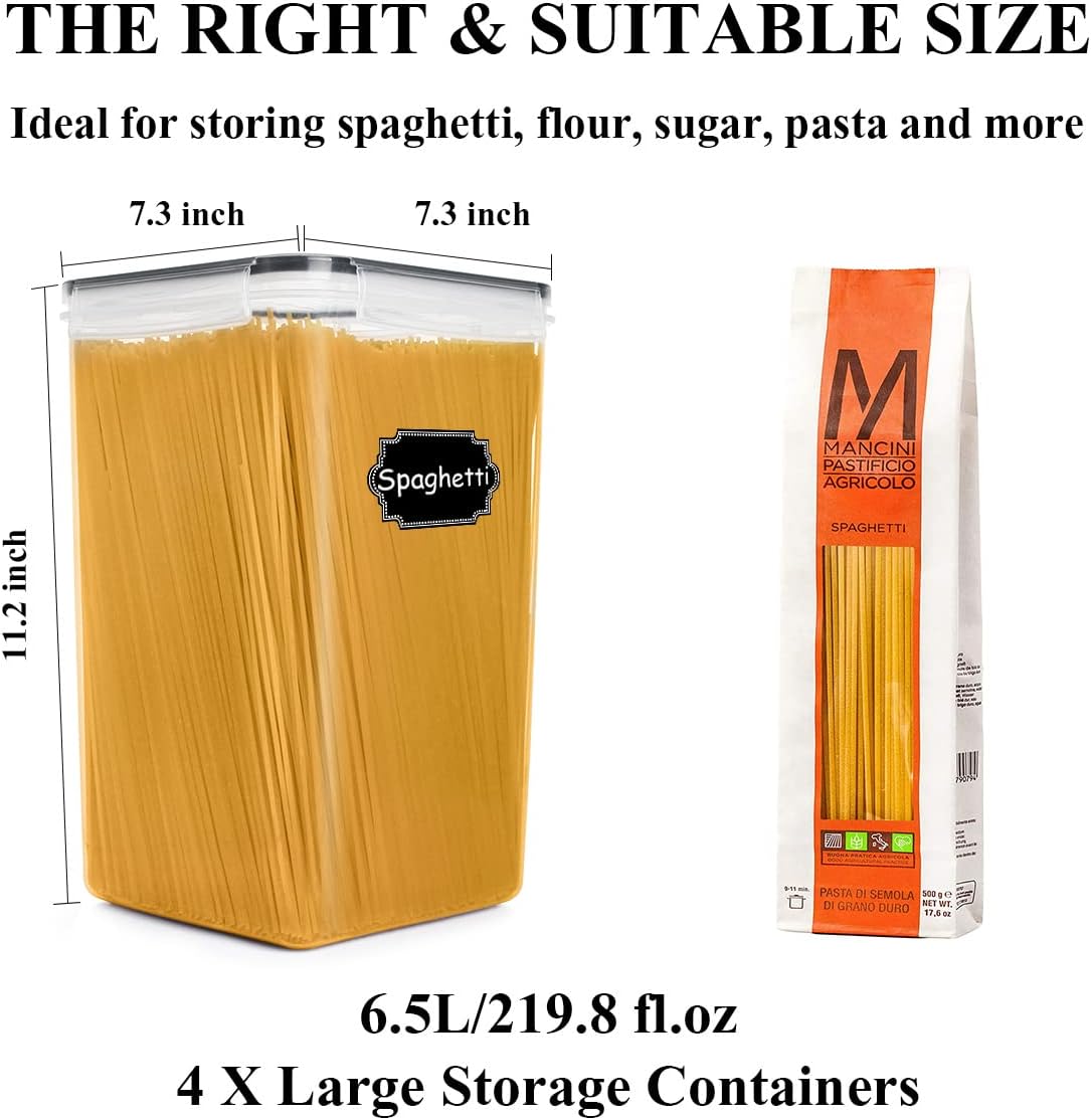 Extra Large Tall Airtight Food Storage Containers 6.5L/ 5.9QT