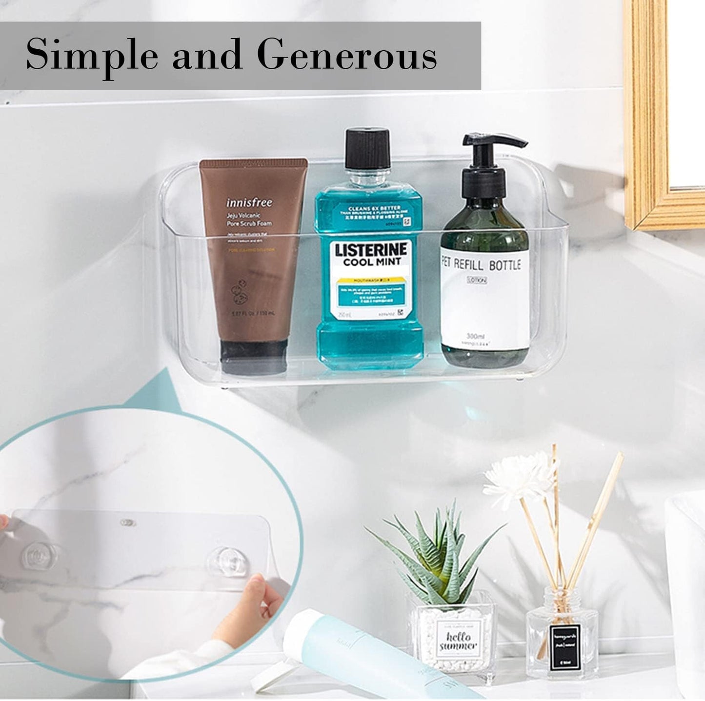 Acrylic Adhesive Wall Mounted Storage, Small Cabinet Door Organizer Without Drilling