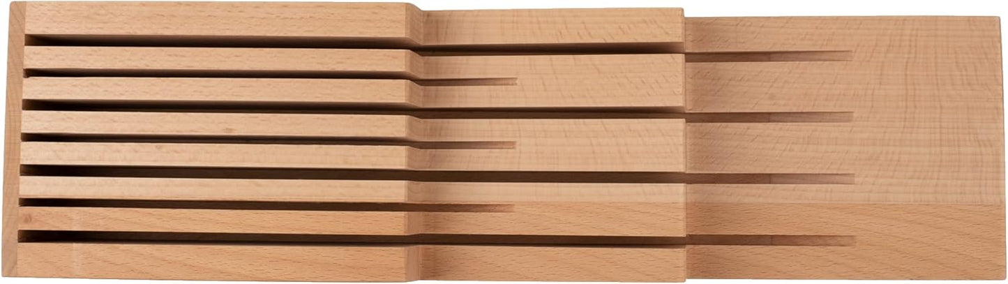 Drawer Knife Tray, 7 Slot Wooden Knife Holder, Genuine Beechwood