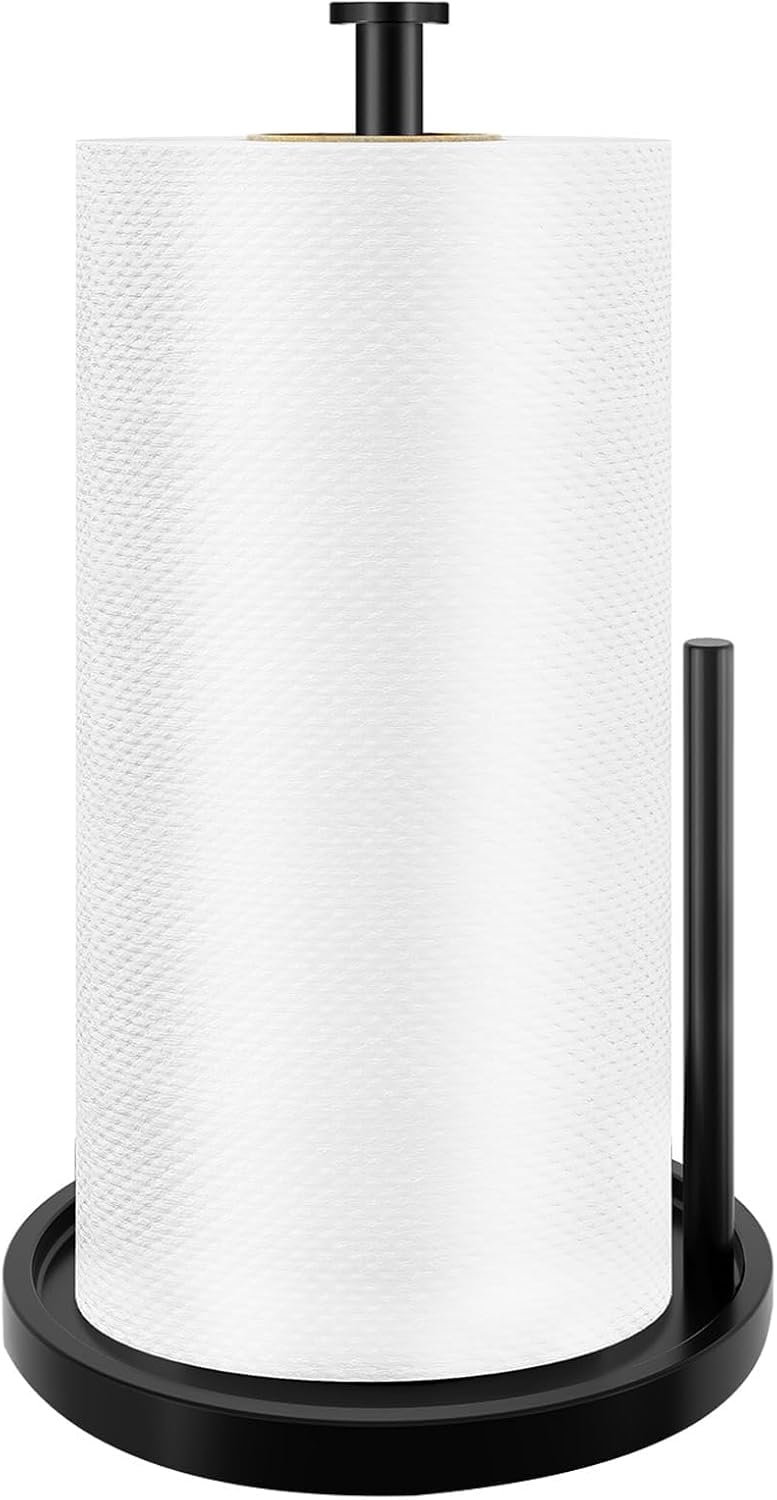 Paper Towel Holder Countertop, Standing Paper Roll Holder with Anti Slip Weighted Base