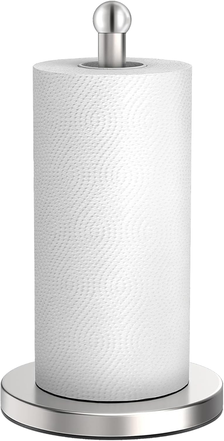 Paper Towel Holder Freestanding, Weighted Base with Suction Cups