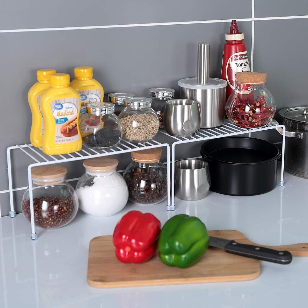 Kitchen Shelves, Cabinet Organization Mini Storage Shelf, White