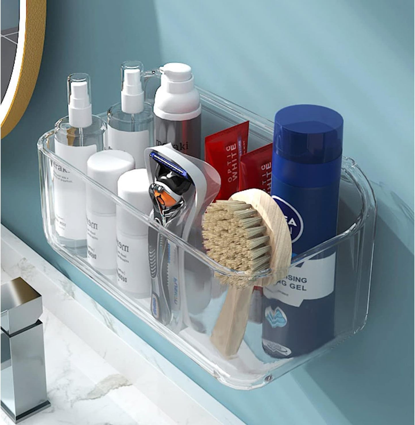 Acrylic Adhesive Wall Mounted Storage, Small Cabinet Door Organizer Without Drilling
