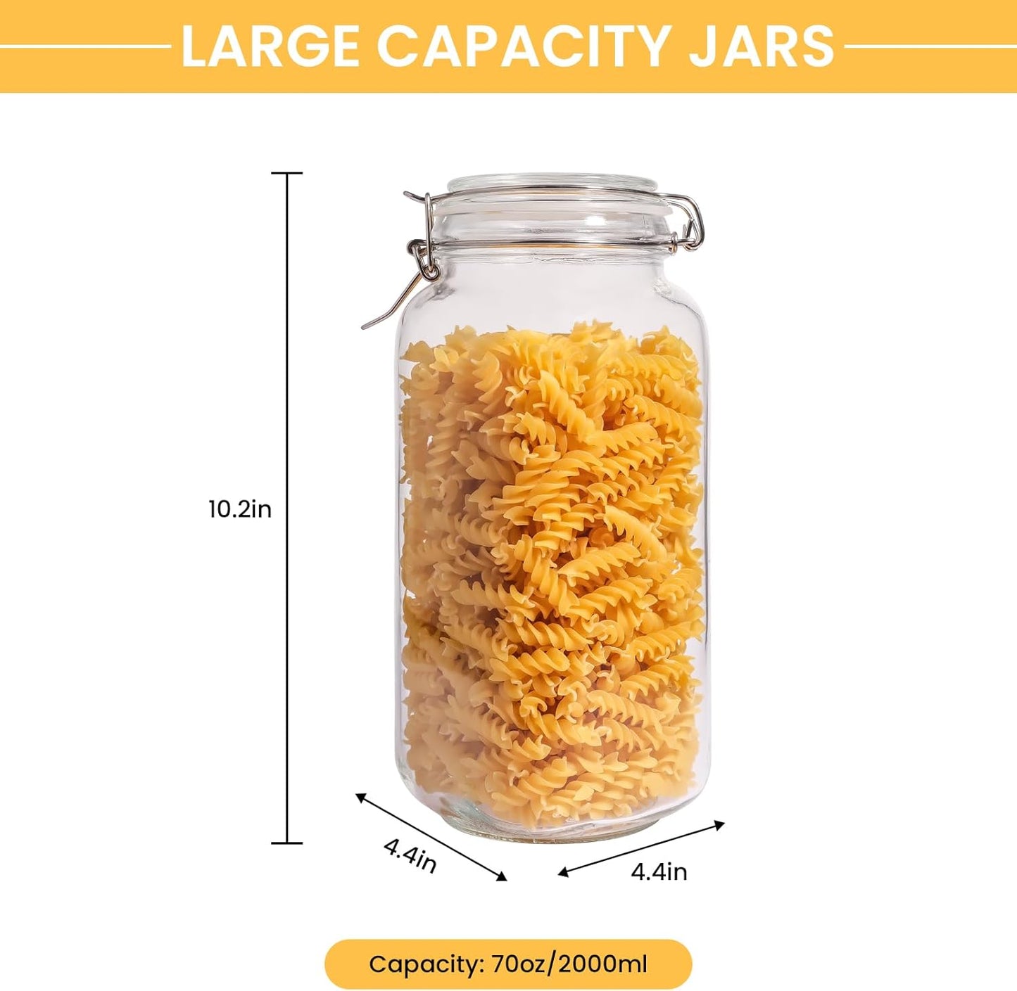 Glass Jars with Airtight Lid, Large Glass Food Storage Jars