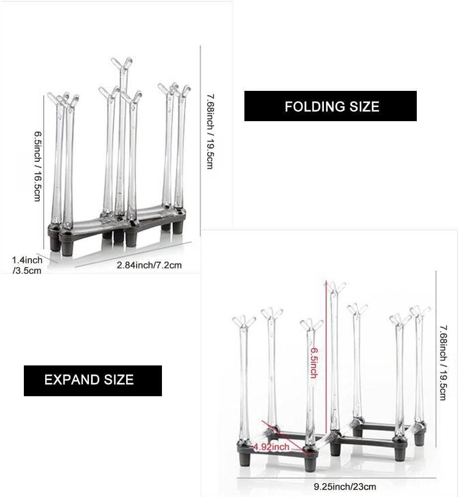 Retractable Cup Drying Rack, Drinking Glass and Sports Bottle Drainer Stand