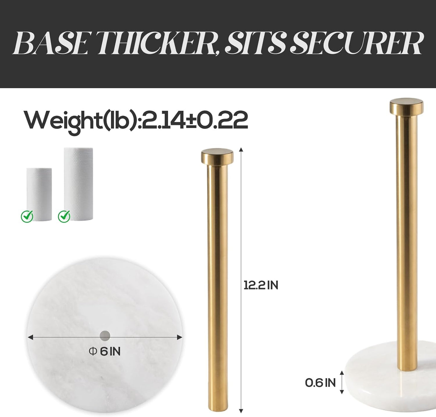 African Genuine Marble Paper Towel Holder Countertop