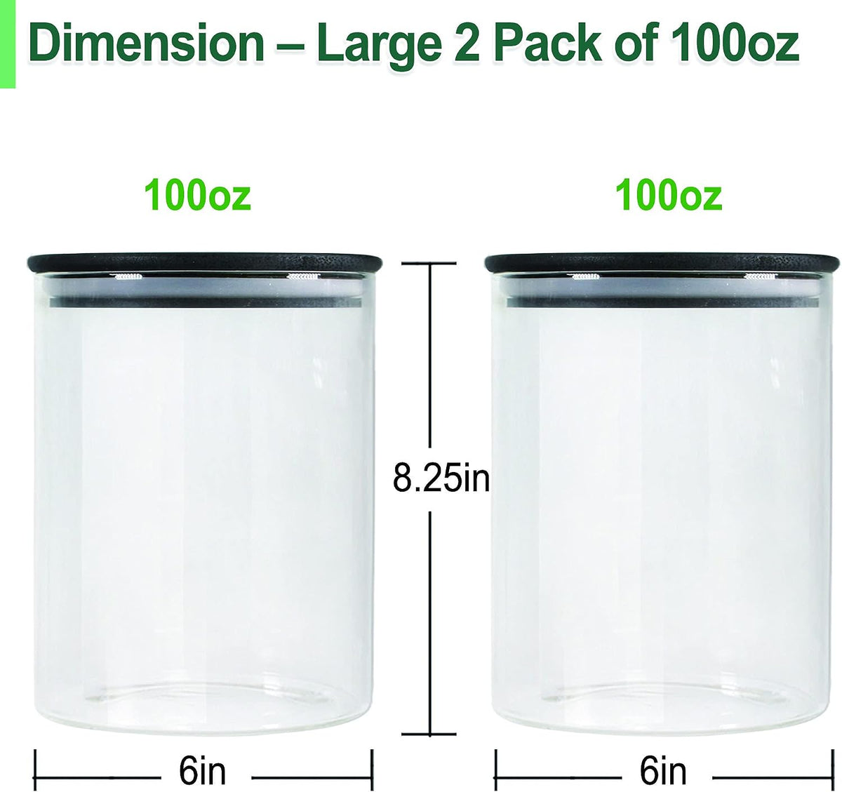 Urban Green Glass Jars with Black Lids