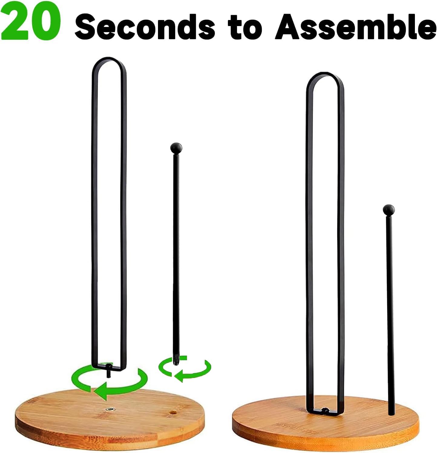 Wood Paper Towel Holder Countertop, TONLEA Kitchen Paper Towel Holder FreeStanding with Non-Slip Base for Kitchen and Bathroom Organization