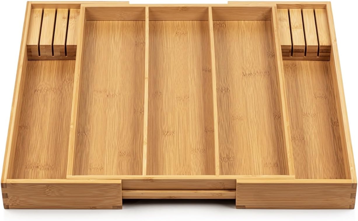 Kitchen Drawer Organizer with Knife Blocks - Utensil Drawer Organizer for Kitchen