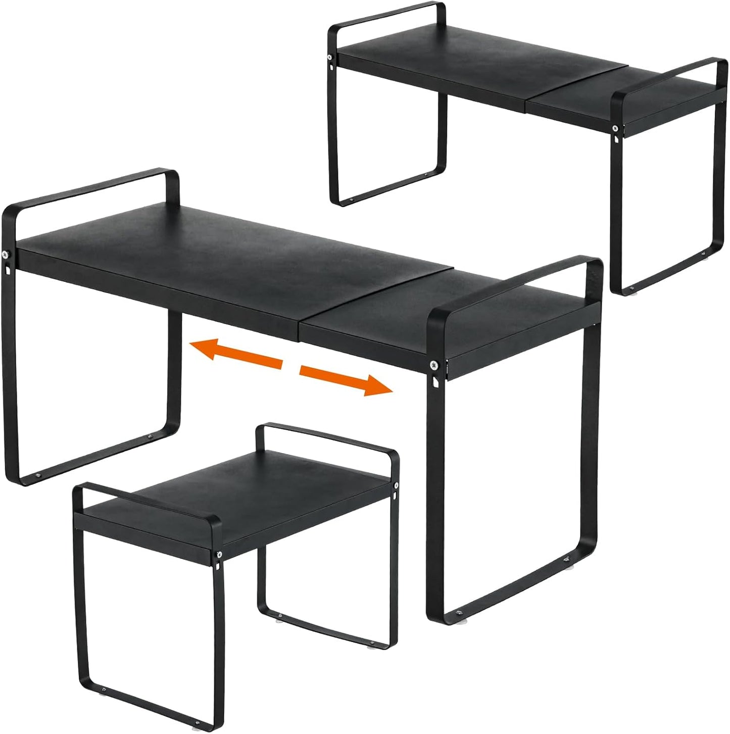 3 Pack Expandable Cabinet Shelf Organizer Kitchen Shelf Riser Stackable Pantry Shelves Kitchen Organizers and Storage Metal Spice Rack Countertop Organizer Cupboard Adjustable Shelfs