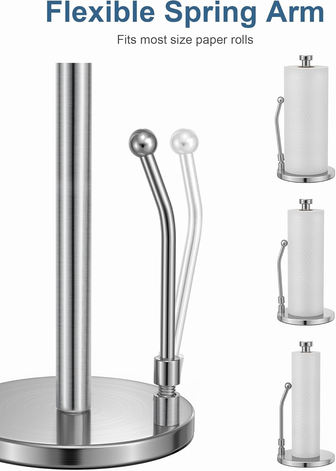 Paper Towel Holder, Paper Towel Dispenser Standing Weighted Base Non Slip