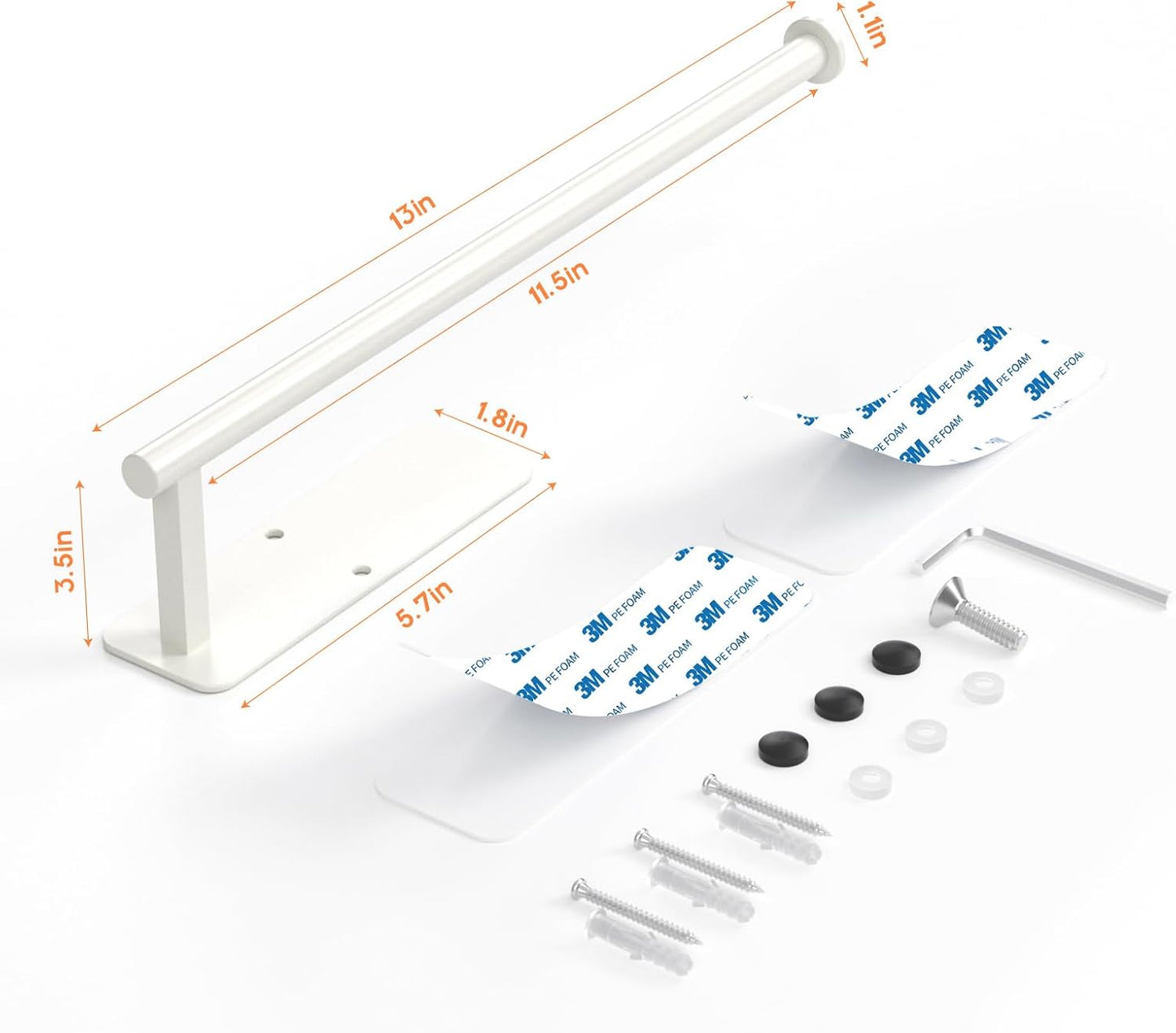 White Paper Towel Holder Wall Mount, Under Cabinet Paper Towel Holder White