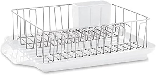 Classic Large Rust Resistant Full Dishrack with Removable 3 Compartment Flatware Caddy