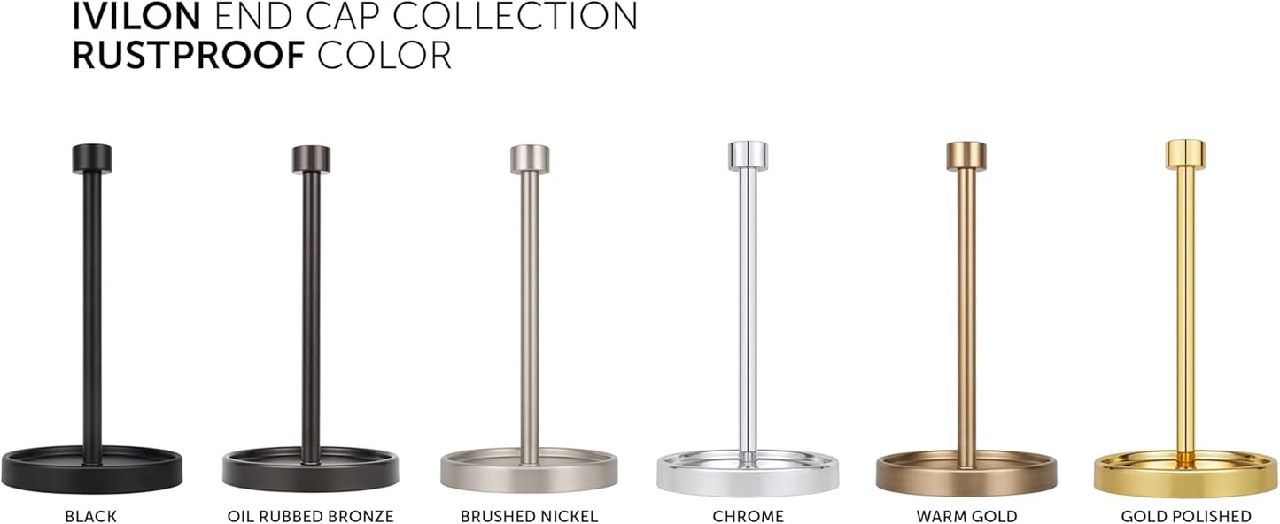 Countertop Paper Towel Holder - Modern End Cap Minimalist Design - Color Warm Gold