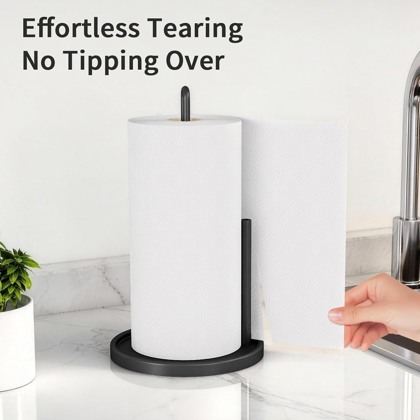 Paper Towel Holder Countertop, Freestanding Paper Towel Roll Holder with Weighted Base