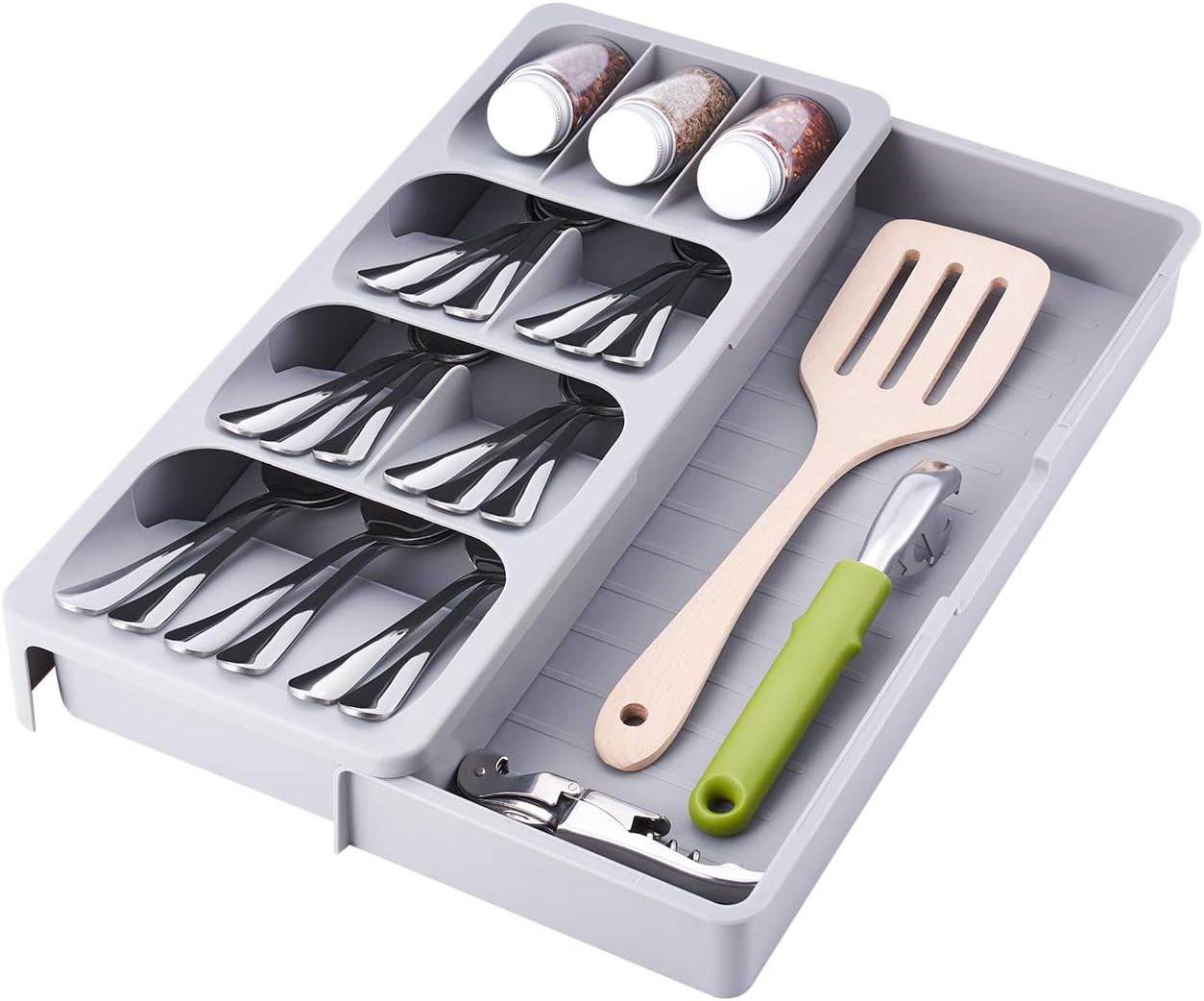 Expandable Kitchen Drawer Organizer, Adjustable Cutlery Trays and Utensil Holder