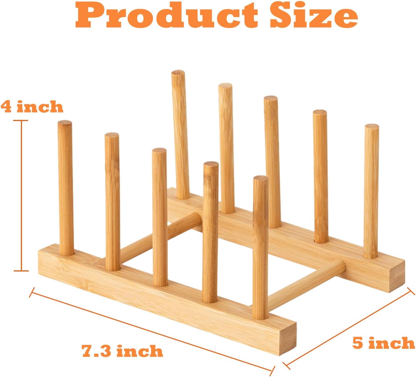 4 Pcs Bamboo Wooden Dish Rack, Plate Organizer for Cabinet Space Saver and Kitchen Counter