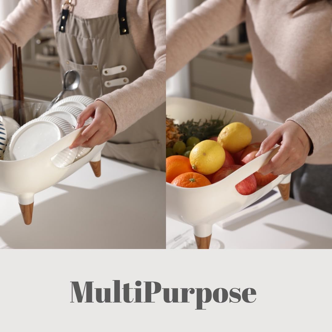 Dish Drying Rack, Modern Sink Drainer with Strainer extenable spout, Pots & Pans